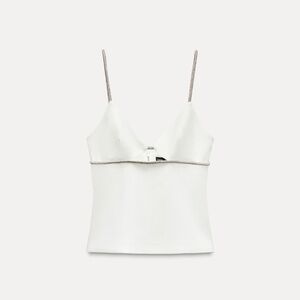Zara White Camisole with Silver Accents